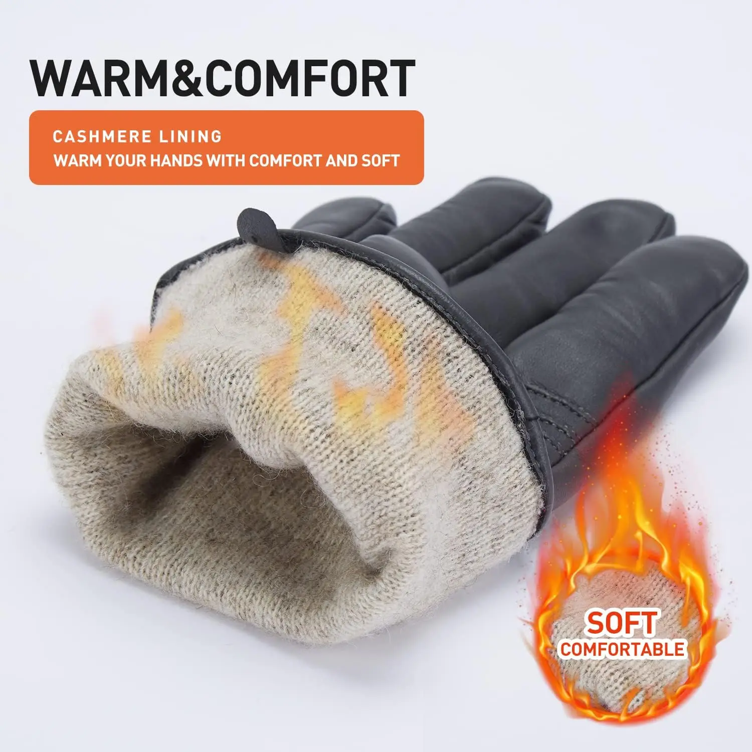 BISON DENIM Sheepskin Leather Gloves for Men Winter Warm Cashmere Lined Touchscreen Sport Gloves for Running Cycling Ski Driving cycling gloves running gloves leather gloves sports gloves male gloves warm gloves