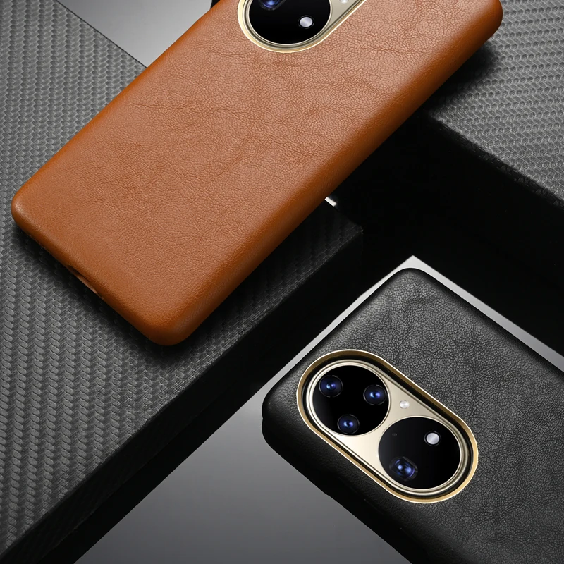 For Huawei P50 Pro Case Luxury PU Leather Business Protective Back Cover with Flocking inside For Huawei P 50 Pro