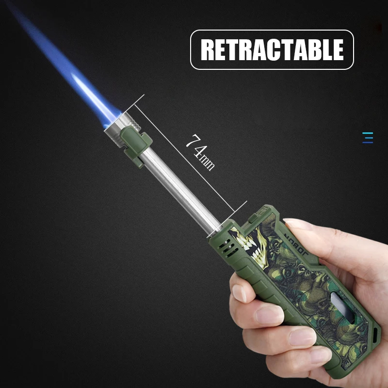JOBON Retractable Lighter Windproof Blue Flame Safety Lock Design Visual Gas Window Adjustable Flame Size Ignition Tool bbq lighter butane gas lighter cigarette lighter