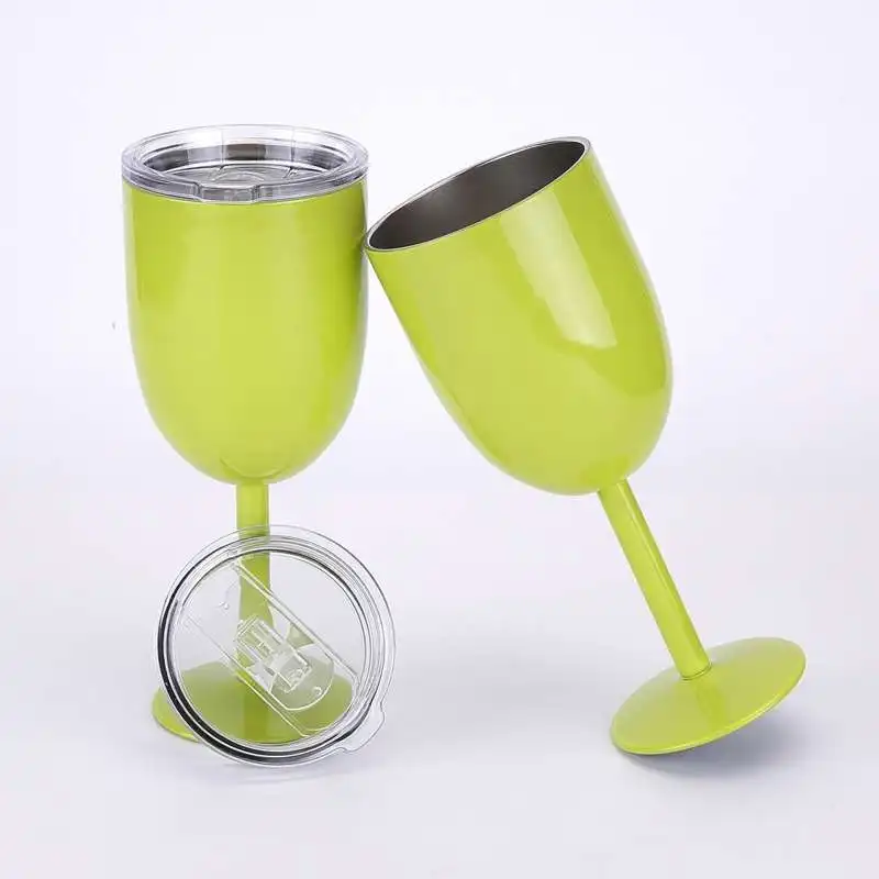 10oz Wine Glasses Double Wall Stainless Steel Goblet With Lid Insulated Bar Cocktail  Glass Champagne Cup Juice Drinks Mug - AliExpress