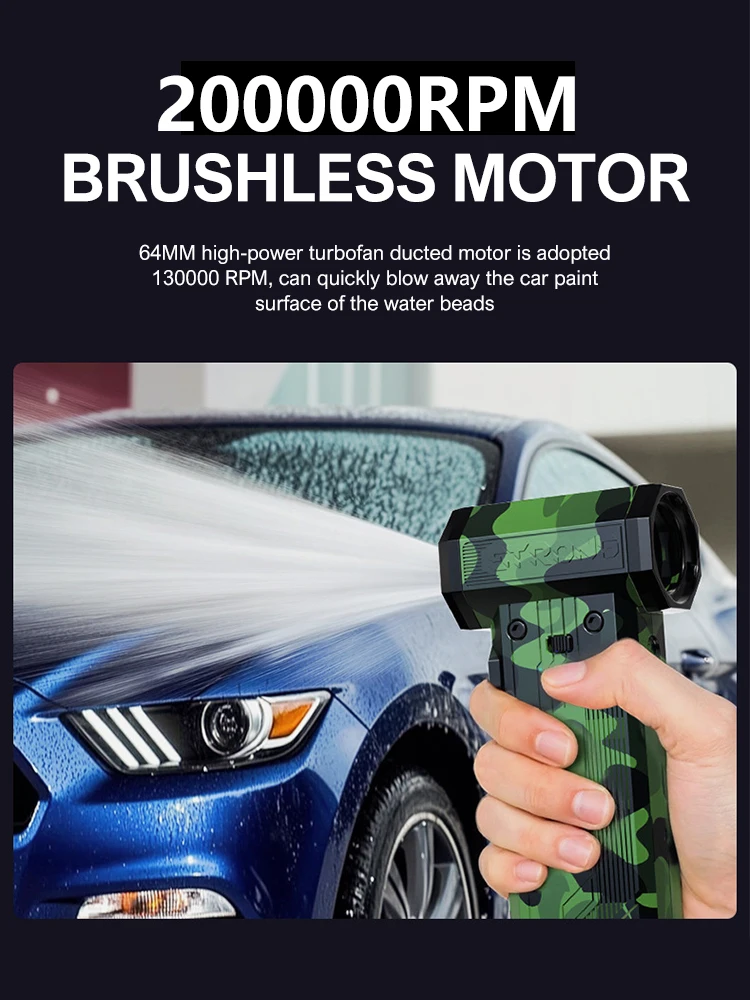 200000RPM Strong Air Blower 8000 mah Turbo Fan Blower Brushless 3 in1 Fan Wireless Car Vacunm Cleaning Dust Leaves Blowing