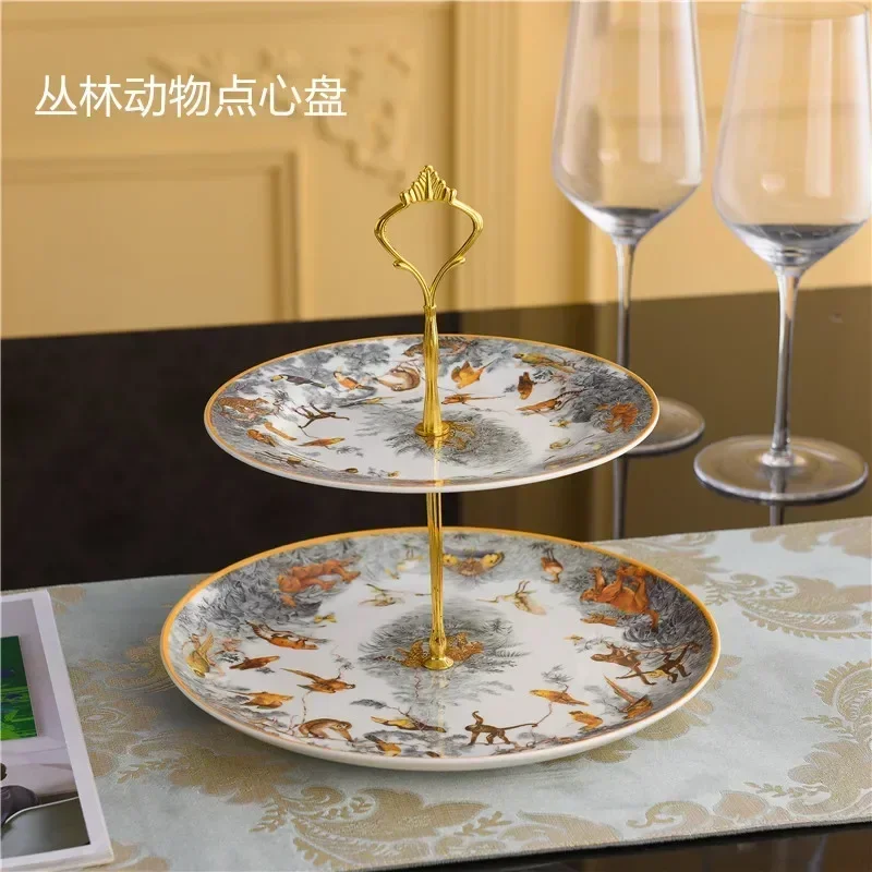 European Bone China Steak Plate Model Room Equator Jungle Series Coffee Cup Set Afternoon Tea Cup Household Dinnerware Set