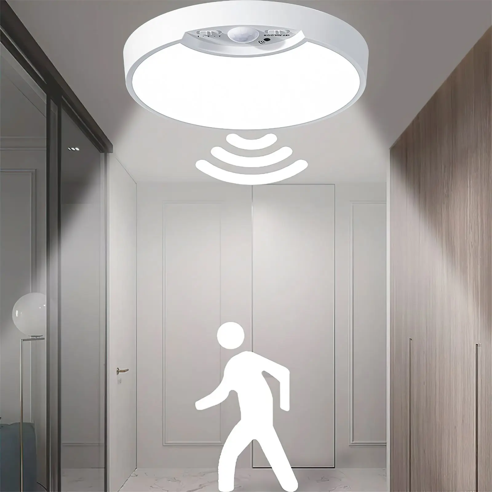 USB Rechargeable Battery Power Motion Sensor LED Ceiling Lights Dimmable Remote Control Ceiling Lamp Night Lights Hallways Room