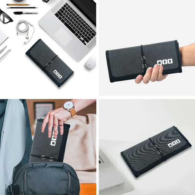 Electronic Organizer Cord Pouch, Travel Cable Charger Phone Accessories Bag Organizer Roll up Tech Carrying Case for USB Cables 6