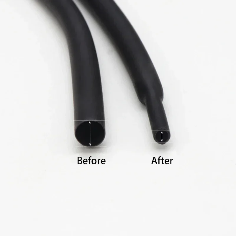 Heat Shrink Tube 1-10Meters Dia 0.6-100mm 2:1 Polyolefin Thermal Cable Sleeve Insulated Black