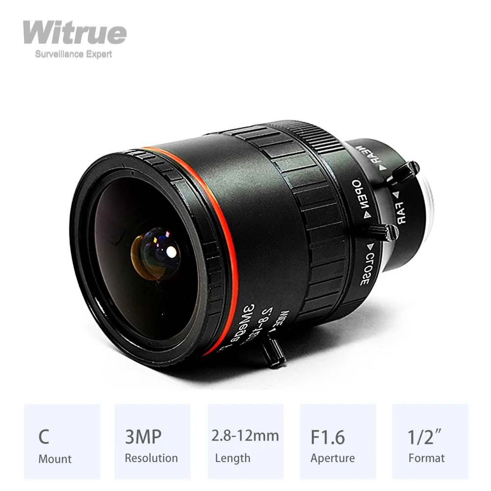 Varifocal CCTV Lens 2.8-12MM HD 3Megapixel C Mount Aperture F1.6 Format 1/2" For Surveillance IP Security Cameras ip camera camera lens
