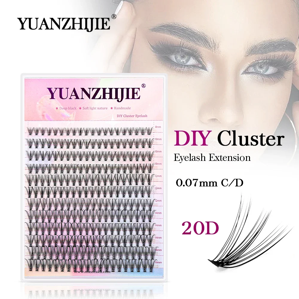 

YUANZHIJIE Segmented Hot Melt Individual lashes 240pcs Large Tray 20D 30D 40D CD Curl Eyelashes Volume for Eye Beauty Cosplay