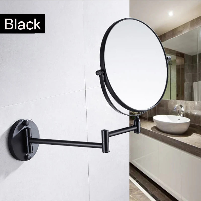 מראה דו צדדית לחדר האמבטיה המותקנת על הקיר, מתקפלת, מראת איפור לחדר האמבטיה, מראת מגדילה בגודל 8 אינץ'