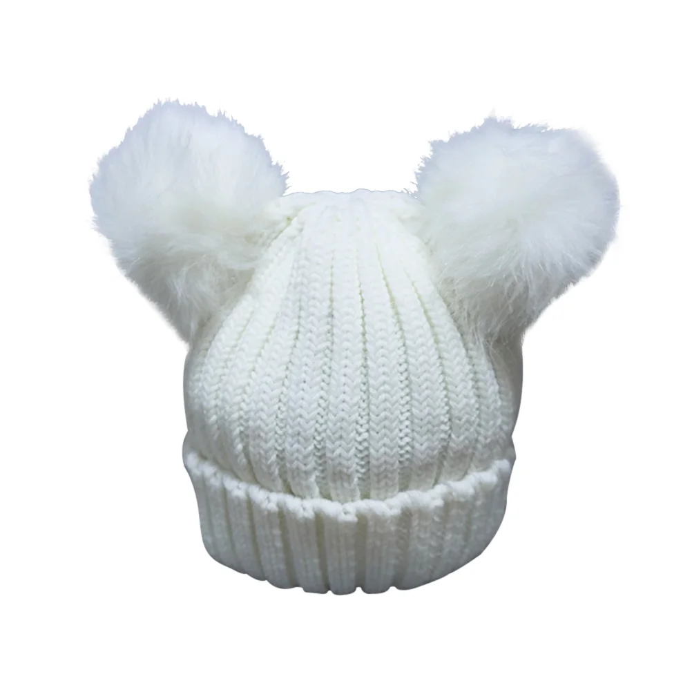 

Knitted Beanie Chunky Stretchy Beanie Crochet Warm Hat with Pom Pom Balls Hair Accessories Gifts for Kids Holiday Party