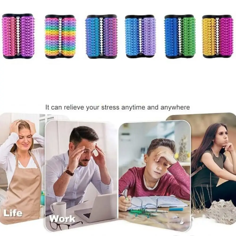 3D Printed Spike Grip Stimulato Double Roller Muscle Joint Relaxation Training Hand Massage Roller Toy Portable