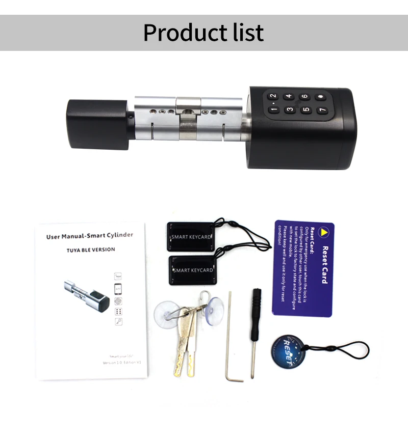 Tuya APP Fingerprint Cylinder Smart Door Lock Electronic Digital RFID Keypad Cod