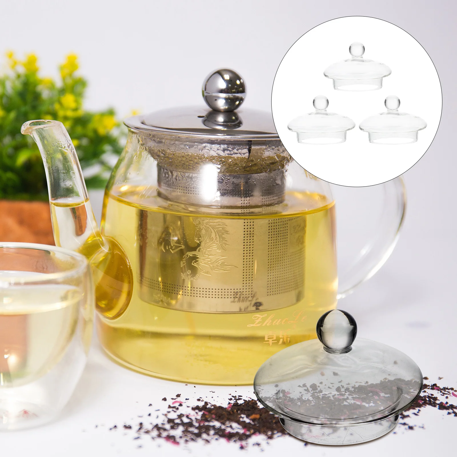 

Teapot Accessories Protective Lid for Glass Supplies Transparent Portable Strainer Cover Japanese