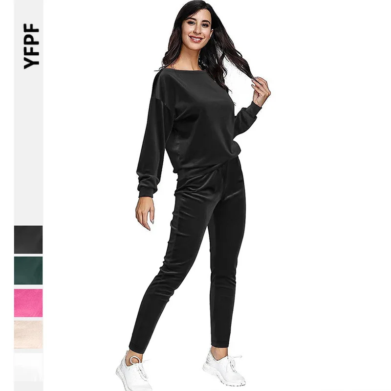 Women's High Waist Two Piece Set Spring Velvet Sweatshirt 2023 Autumn Jogging Sport Loose Skirt Sweatpants Y2k Tracksuit Femme 2023 summer man set smile 3d print oversized tracksuit men sportswear 2 piece set mens suit shorts and t shirt sport casual