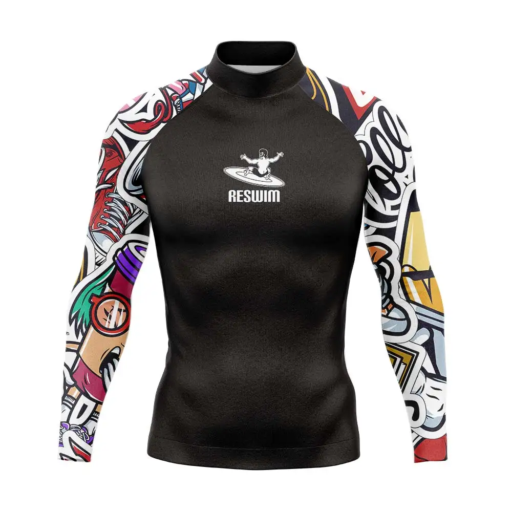 

2023 Men's Rash Guard Surfing Diving Suit Swimwear Long Sleeve T-shirts Swimsuit Tops Swimming Beach Tight Shirts Sports Clothes