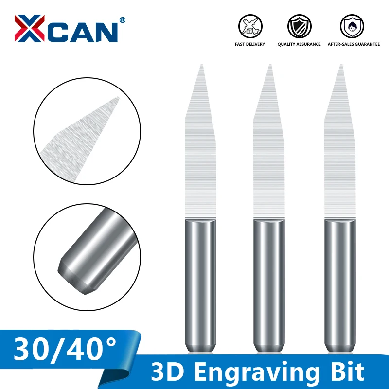 XCAN V Shape Milling Cutter 10pcs 30 40 Degree 3.175mm(1/8