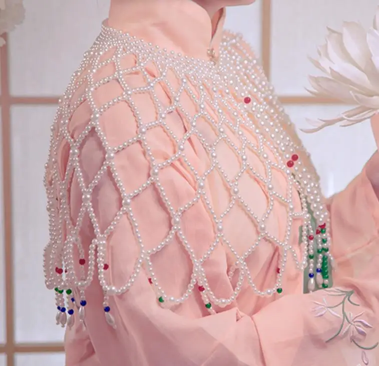 

Китайская жемчужная шаль Hanfu с облаками, женская наплечная шаль династии Мин