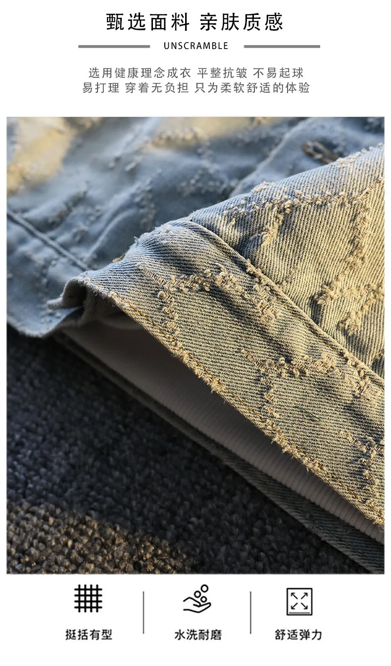Hohe Qualität 2025, Frühling Herbst männer Baumwolle Denim Jacken Casual Jeans Jugend Streetwear Gestreiften Denim Mäntel Lose Tops Kleidung – Detail 3