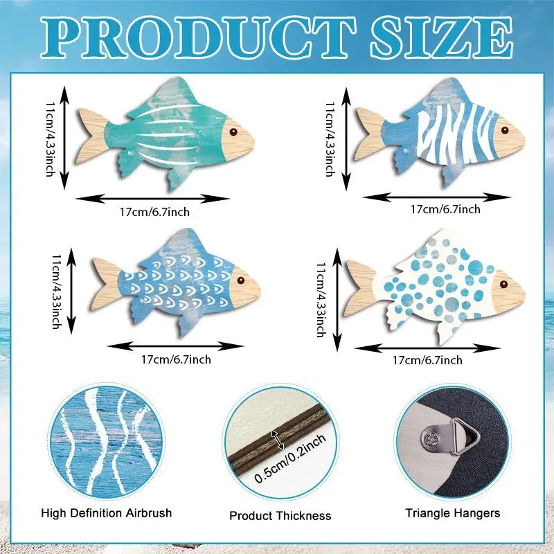 Nautical Wooden Fish Wall Art - Beach-Themed Marine Sculpture
