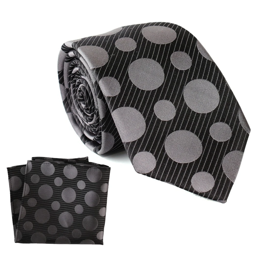 

TH-D001 Men's Classic Polka Dots Silk Necktie Pocket Square Set