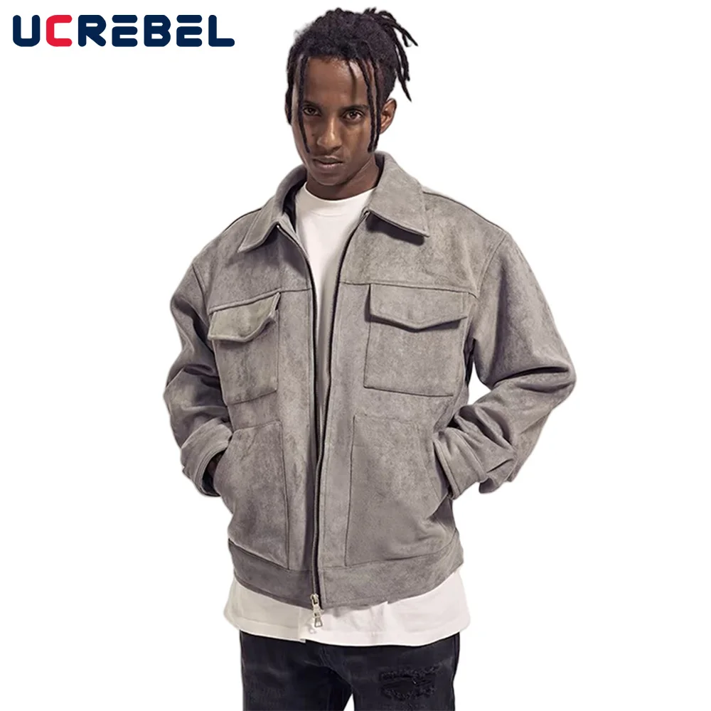 ジャケット HUECLOSET Suede Jacket SE346 Suede Outerwear | Suede Jacket - Multi-pocket Jacket Mens