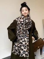 Elegant Imitation Cashmere Women Retro Leopard Print Winter Double Sided Scarf Warm Lady Female Thick Blanket Long Wrap Shawl 1