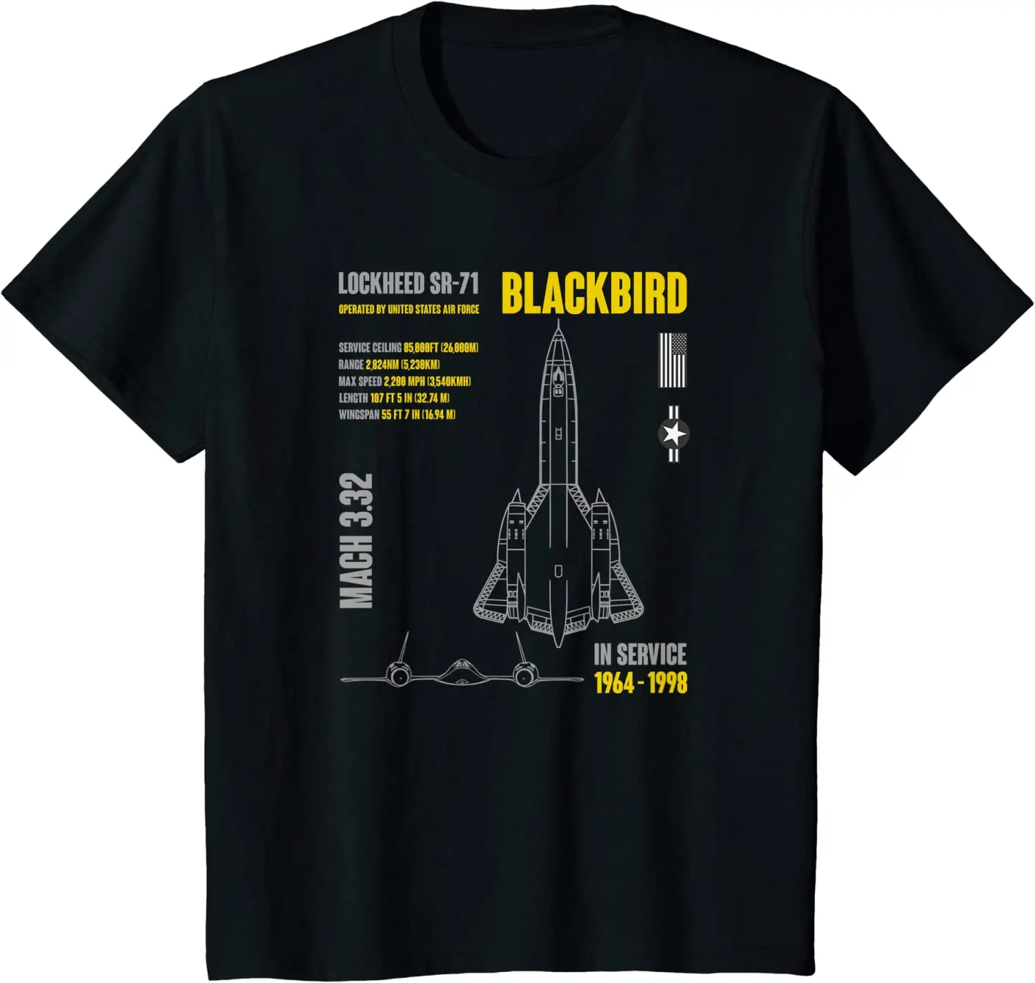 

USAF SR71 Blackbird Reconnaissance Aircraft Infographic T-Shirt 100% Cotton O-Neck Short Sleeve Casual Mens T-shirt Size S-3XL