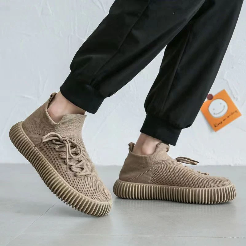 Hollow Canvas Large Size Shoes Women Spring and Autumn New Flat Breathable Fashion Mesh Socks Shoes Flying Weaving Women's Shoes