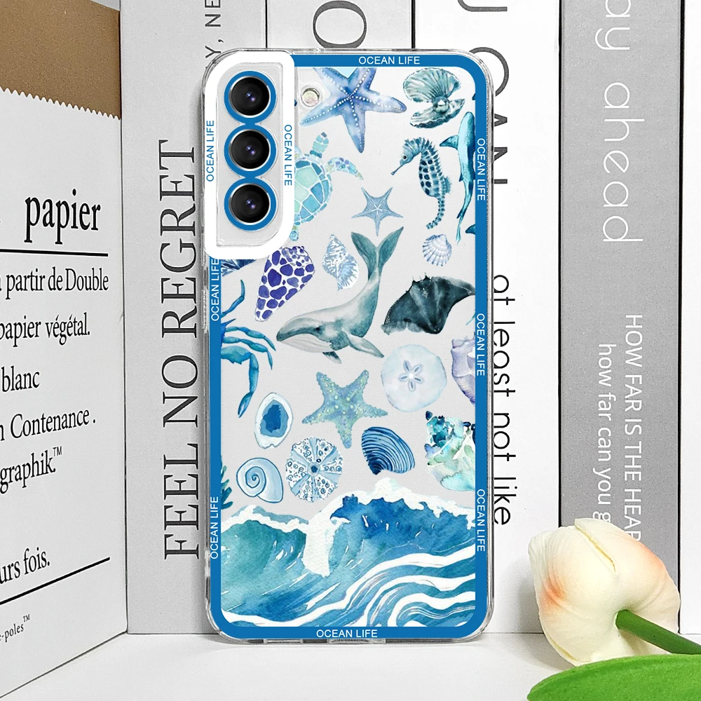 Pink Summer Ocean Turtle & Dolphin Print Clear Phone Case - Soft Protective Cover