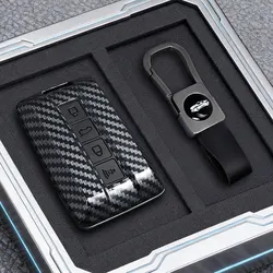 Premium ABS Carbon Fiber Car Key Case with Keychain Holder (Carbon set 3)