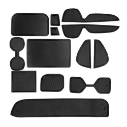 Enhanced Non - Slip Car Door Slot Mats and Cup Holder Coasters - Left Hand Drive (Black)