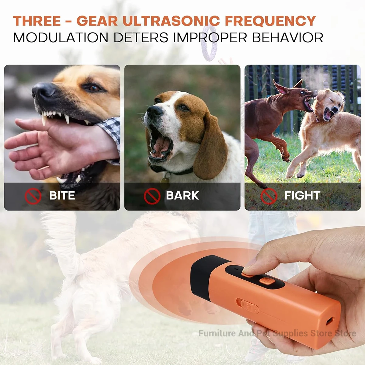 New Pet Dog Repeller Ultrasonic Dog Training Device Rechargeable Anti Dog Bark Stop-Barking Deterrent Device With LED Flashlight 2