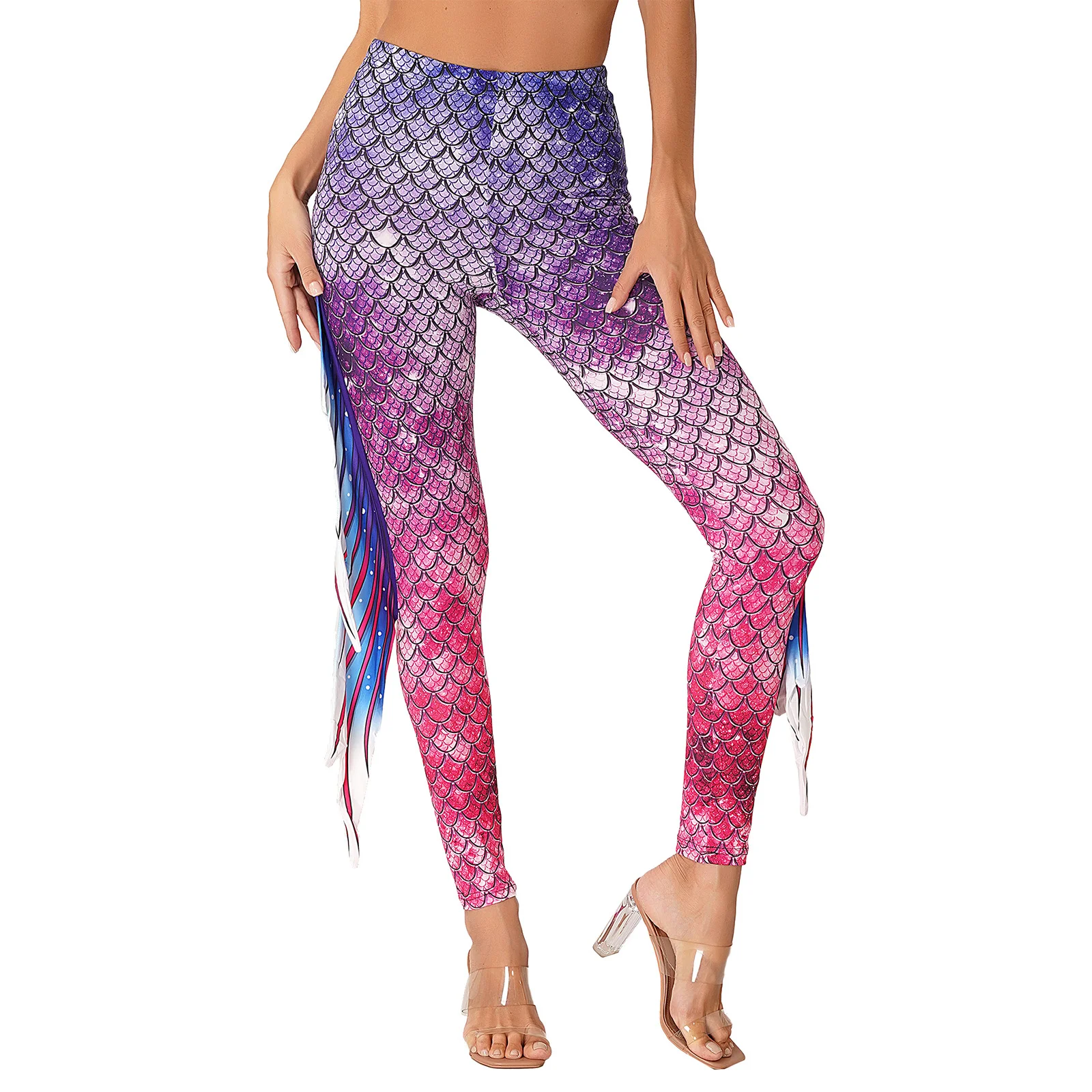 Halloween Leggings For Women Ladies, Stretch High Waisted Pencil Pants,  Skinny Cropped Trousers(new), 3d Mermaid Fish Scal Leggings Fancy Dress  S-xl | Fruugo NO