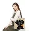 Foldable Travel High Capacity Eco Reusable Cool Style Black Labrador Tote Bags Animal Dog Printed Fashion Shoulder Bag Handbags 3