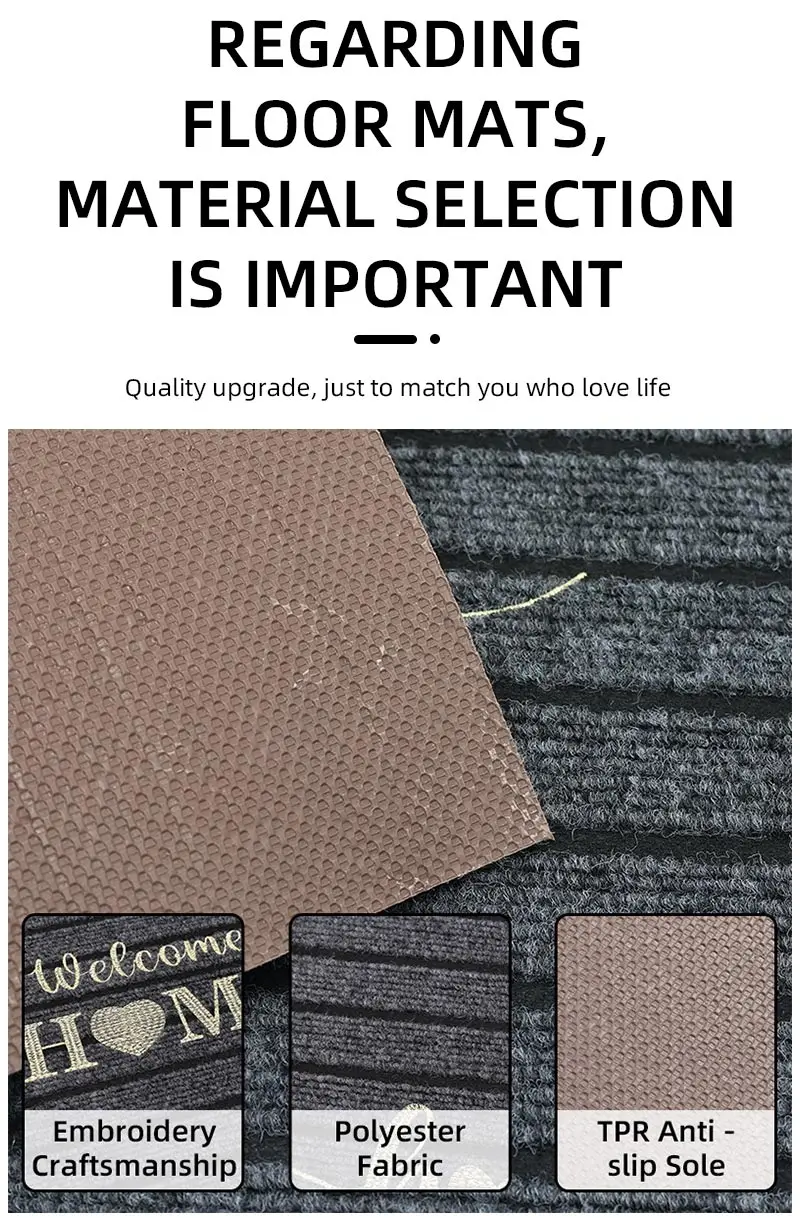 Striped Door Mat - Machine Washable Soft Absorbent Floor Carpet for Bathroom Entrance
