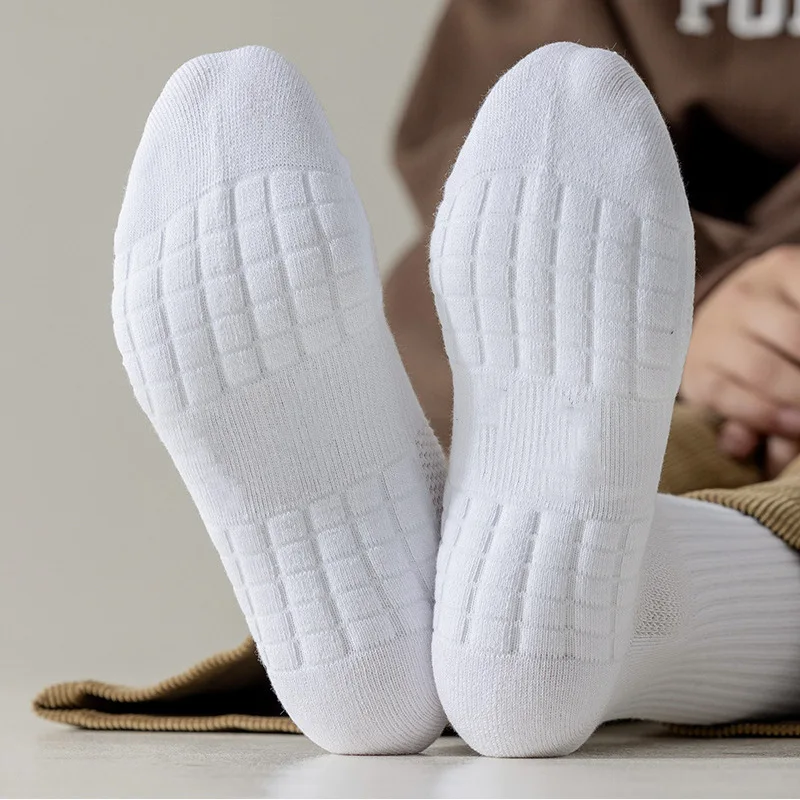 

Утолщенные Длинные мужские носки в средней длине, однотонные хлопковые спортивные белые баскетбольные носки для женщин