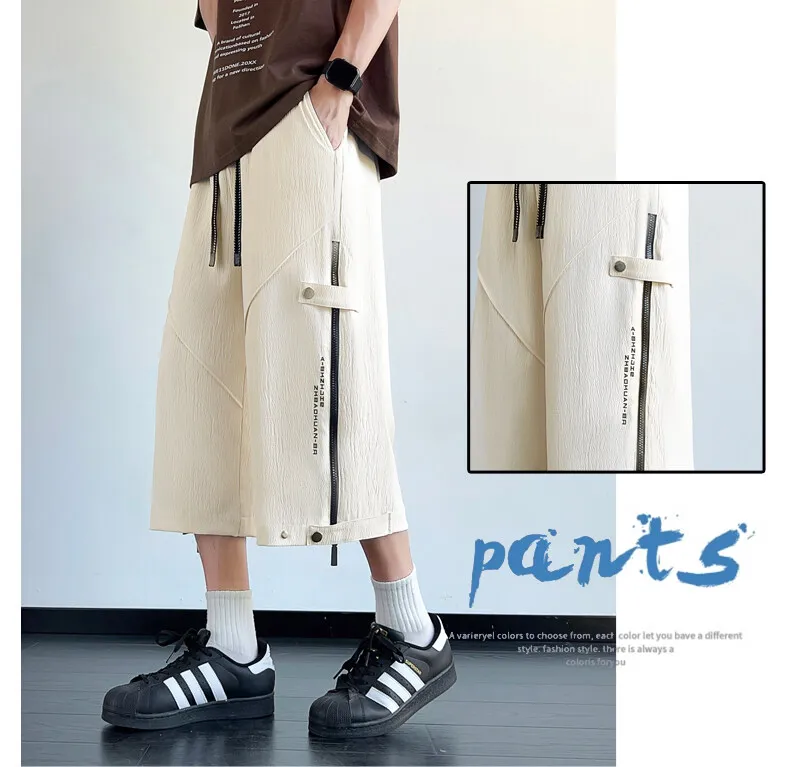 Neue lässige Herrenhose mit Kordelzug, wadenlang, Sommer 2026, lockere, dünne Shorts, Jogger, gerade geschnittene Leggings für Jugendliche – Detail 8