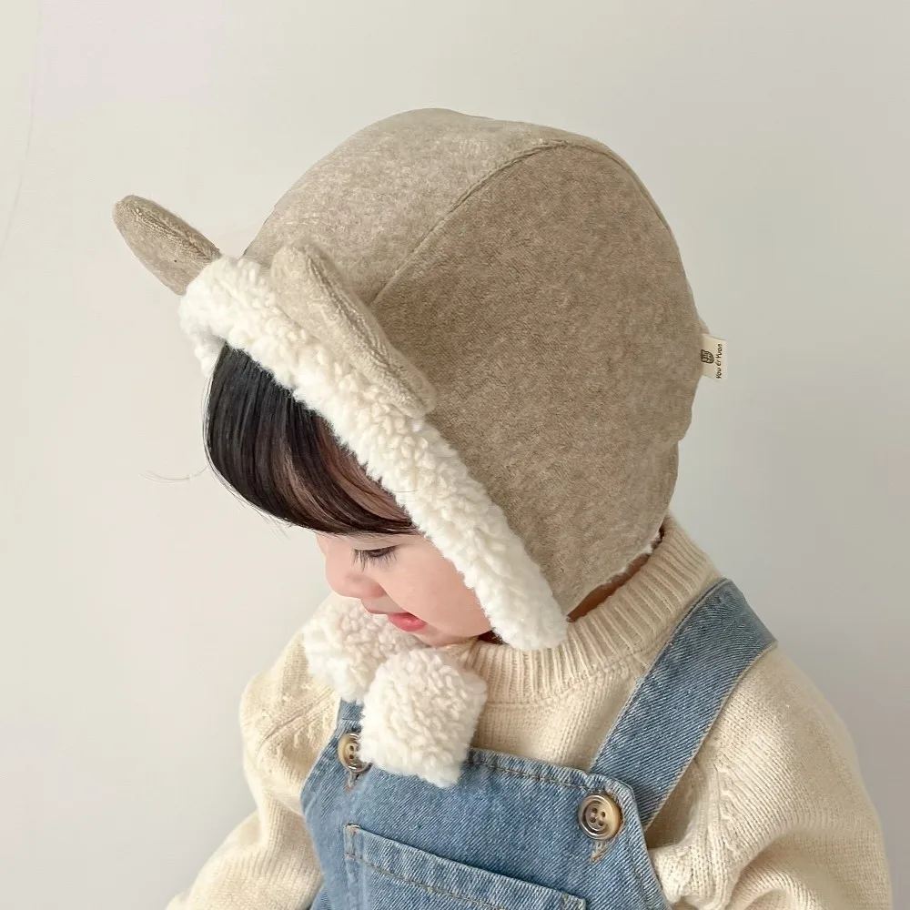 Kawaii Cute Bear Ear Hat Fleece Thick Baby Beanie Cap Winter Warm Ear Protection Hat Boys Girls