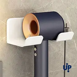 Wall - Mounted Hair Dryer Stand and Organizer - Punch - Free Holder in White and Black (1PC)