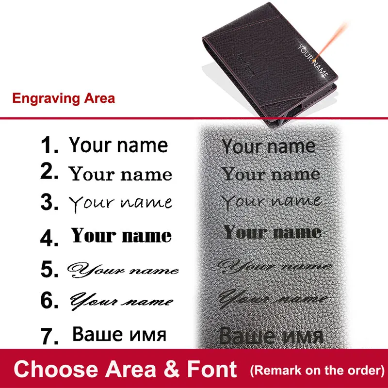 Baellerry New Card Holder Men RFID Wallets Name Engraving Popup Card Clips Male Purses Photo Holder Mini Slim Men Wallet 6