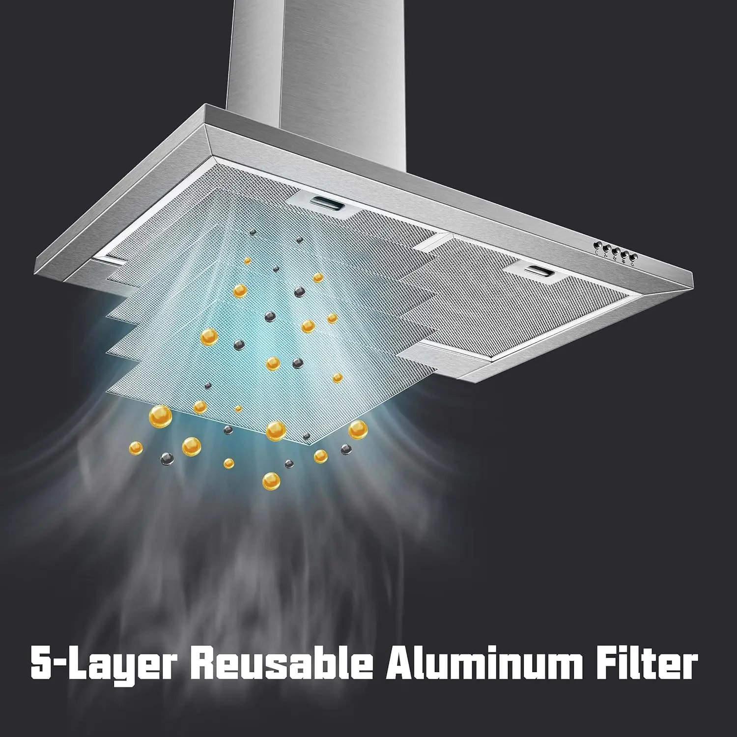 Range Hood 30 inch,Wall Mount Range Hood in Stainless Steel With Ducted/Ductless Convertible,Stove Vent with Aluminum