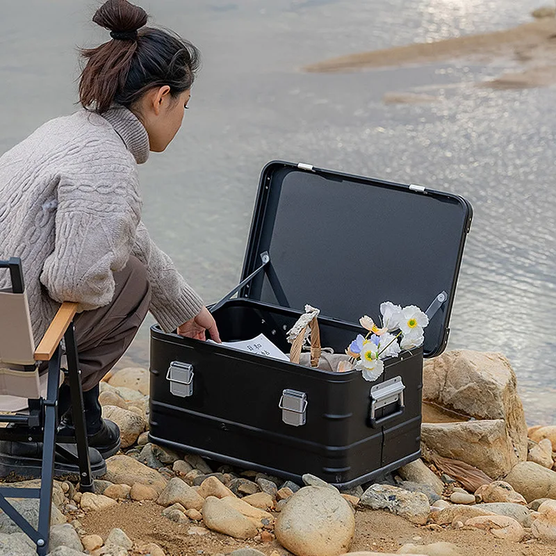Outdoor Camping 47L Storage Box Aluminum Alloy Picnic Travel