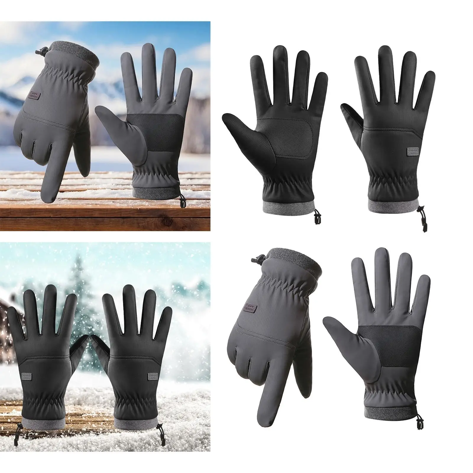 Mens Waterproof Winter Gloves Touchscreen Fleece Liner AntiSlip Ski Gloves for Outdoor Sports Motorcycling Biking Skiing Driving