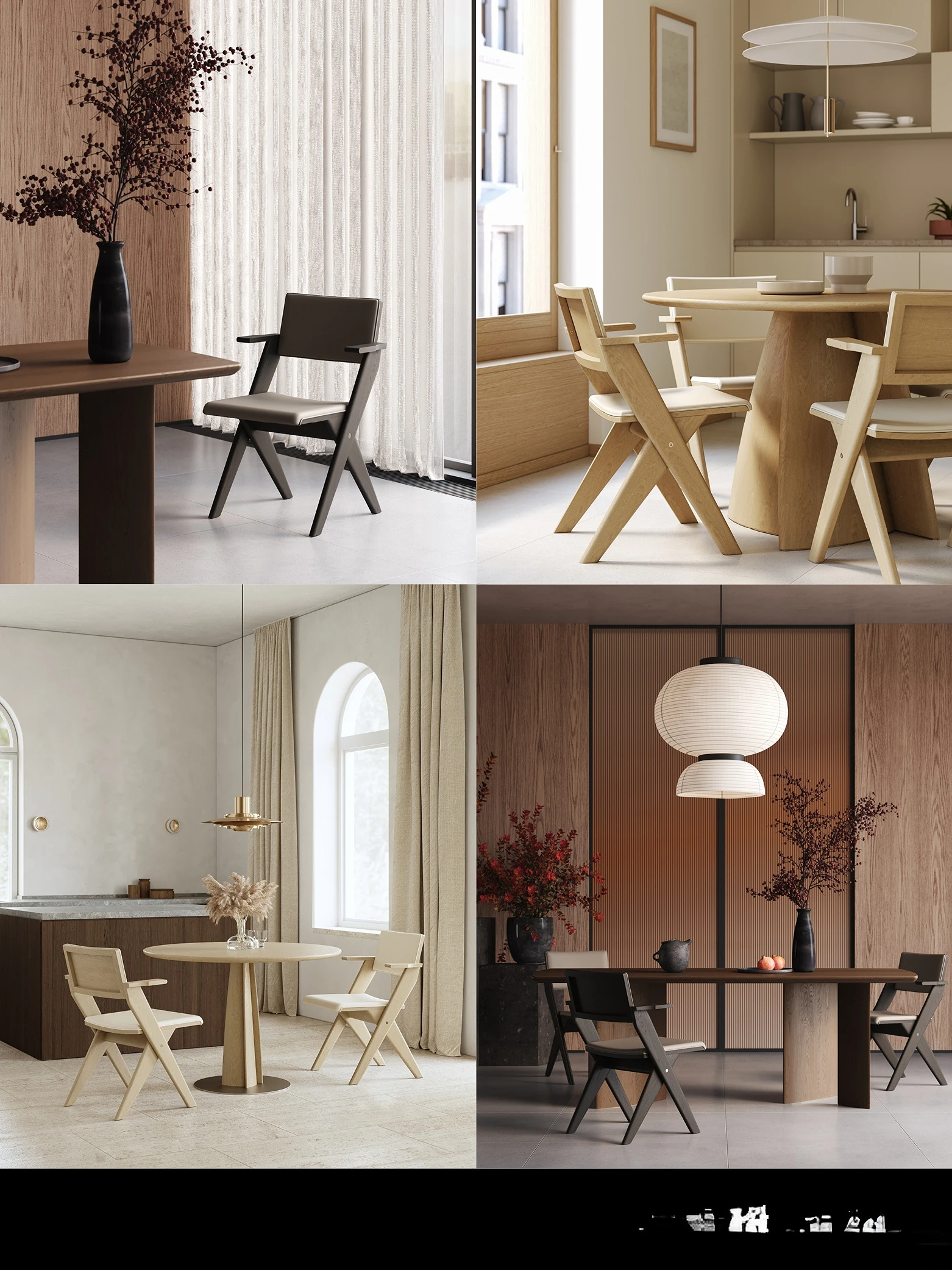 Genuine leather cowhide modern simplicity Nordic art semi-armrest tea room solid wood dining chair