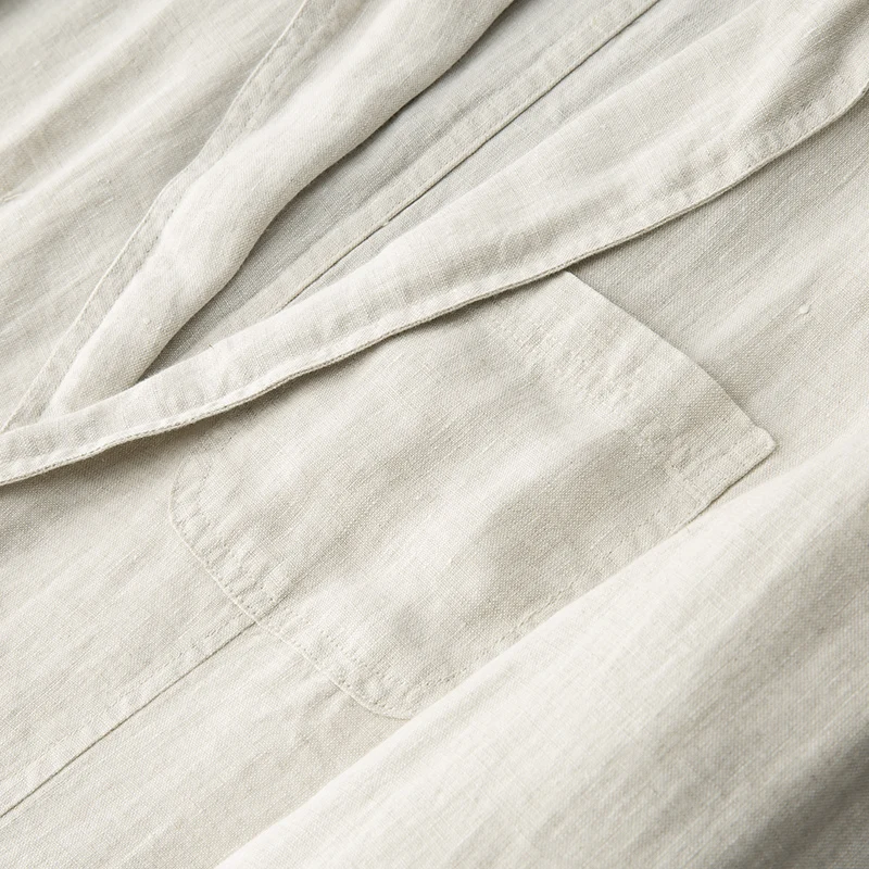 ICOOL White Solid Formal Linen Suit Men Summer Slim Fit Leisure Business Thin Breathable Comfortable Single Suit Coat Jackets