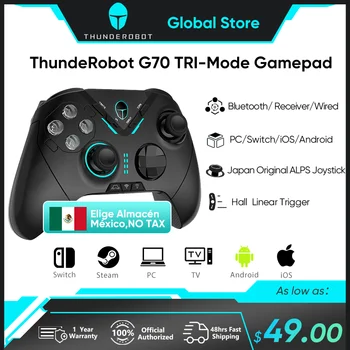 THUNDEROBOT 게임패드 블루투스 무선 유선 진동 조이스틱 컨트롤러, 스위치 윈도우 PC 스팀 TV용, G70, 3 가지 모드