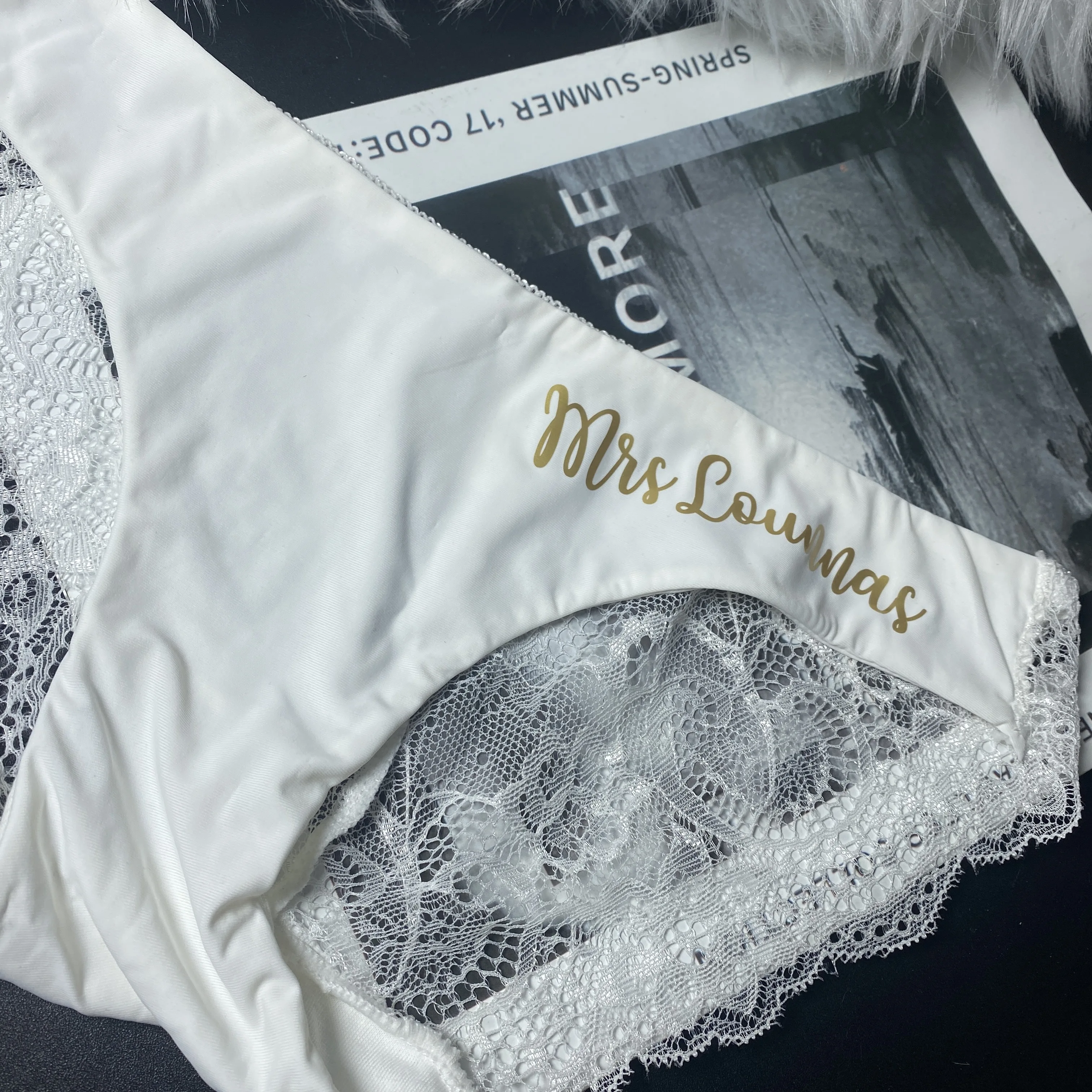 Custom Bride Panties Personalise Lace Wedding Underwear Bridal Shower for her Bachelorette Party Gifts With Name Honeymoon Gift