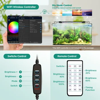 Lominie-LED Aquarium Lights, Planted Tank, Freshwater Light, Full Spectrum Fish Tank and Bracket, 28cm-44cm 3