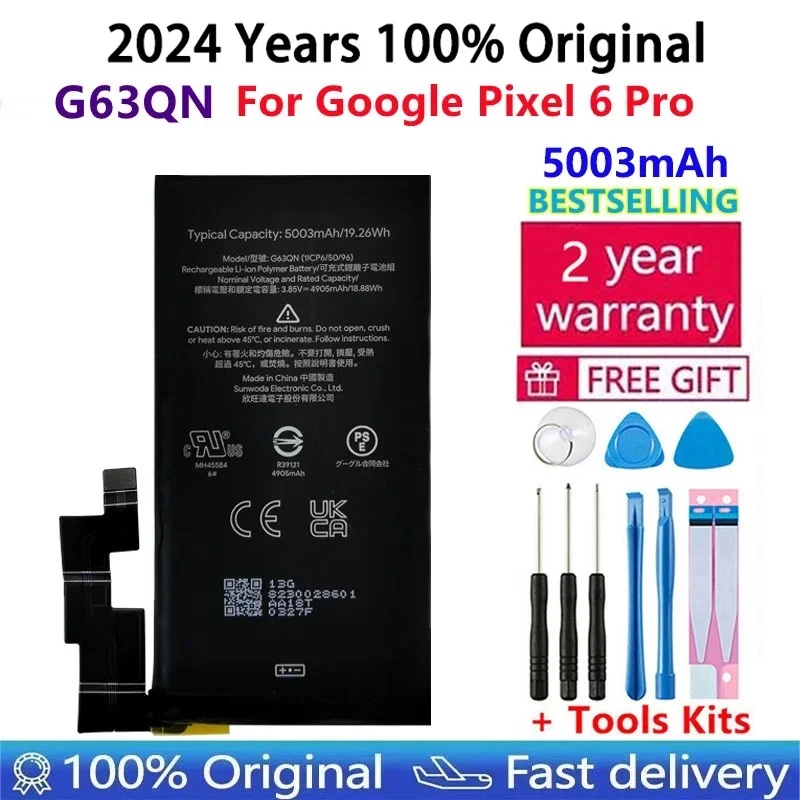 100% Original High Quality G63QN 5003mAh Phone Replacement Battery For HTC Google Pixel 6 Pro Pixel 6Pro Batteries Bateria Tools