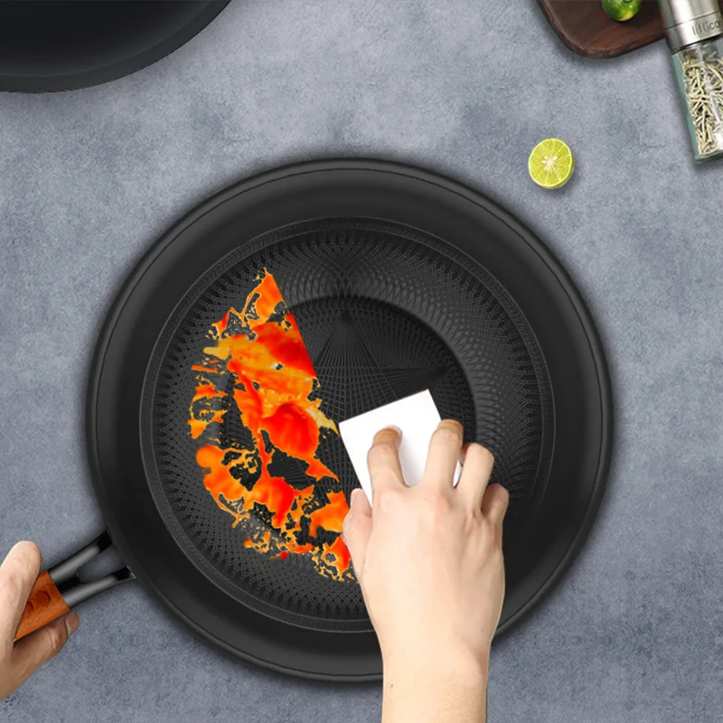 Mocka Meislabang Iron Pot Second-generation Household Round Bottom Wooden Handle Frying Pan, Anti Scald, Easy To Wash, Electric 4