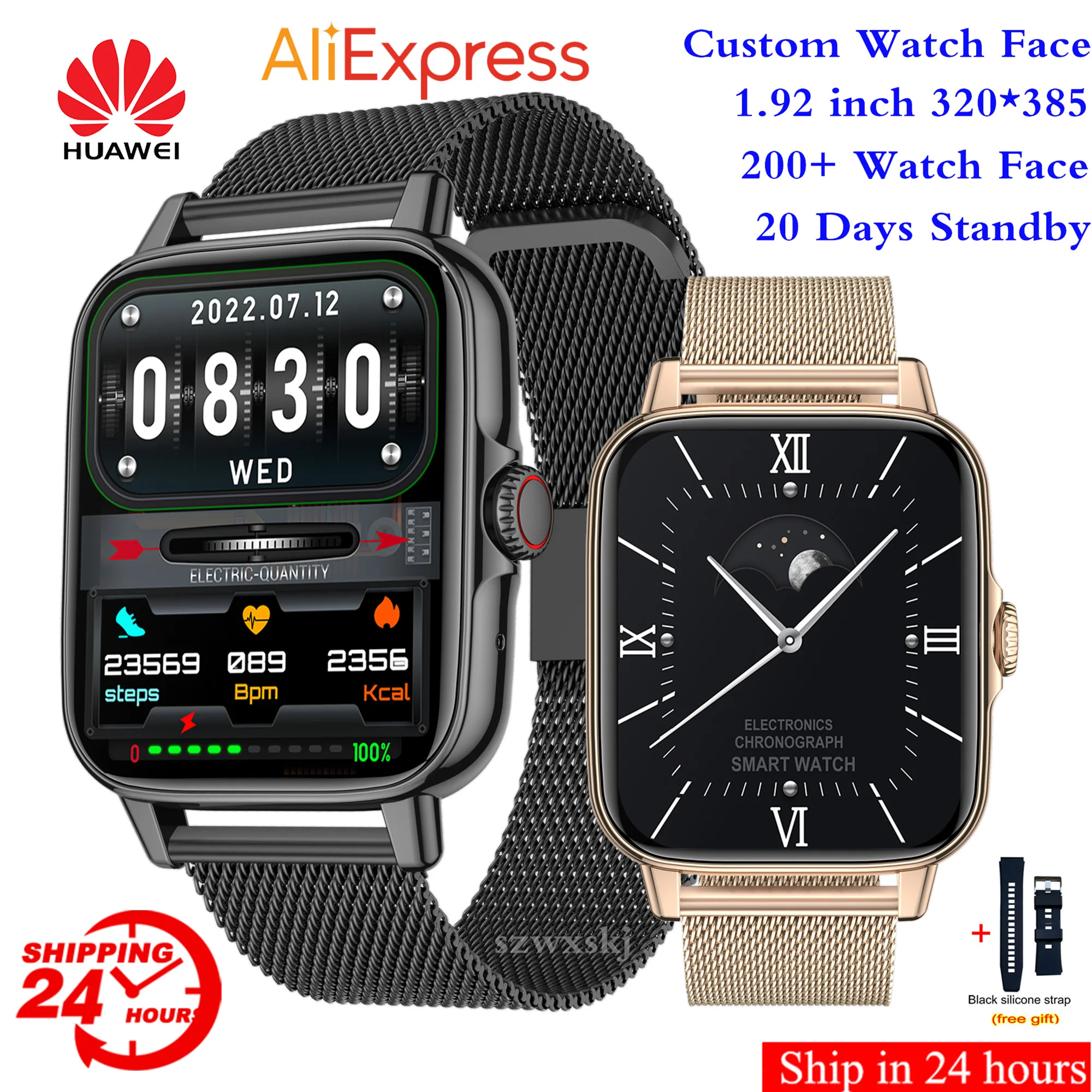New Huawei D16 Smart Watch Rotating Button Wireless Charging SmartWatch